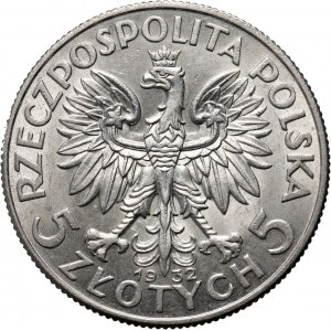 II RP, 5 złotych 1932 bez znaku mennicy, Londyn, Głowa Kobiety