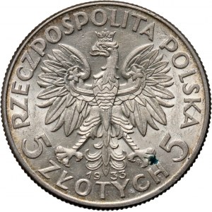 II RP, 5 zloty 1933, Warsaw, Head of a Woman