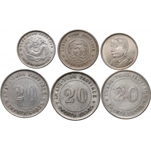 Chiny, Kwangtung, zestaw 6 monet