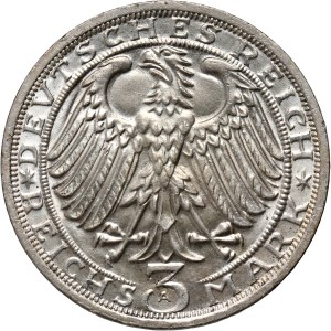Niemcy, Republika Weimarska, 3 marki 1928 A, Berlin, 900 lat Naumburga