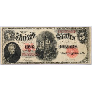 Stany Zjednoczone Ameryki, 5 dolarów 1907, Legal Tender, seria K