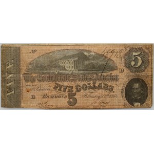 Skonfederowane Stany Ameryki, 5 dolarów 17.02.1864, seria D