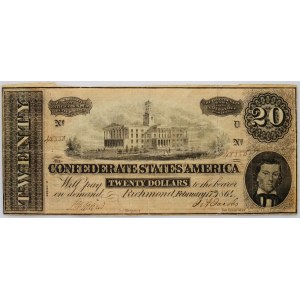 Skonfederowane Stany Ameryki, 20 dolarów 17.02.1864, seria D