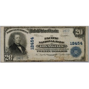 Stany Zjednoczone Ameryki, California, National Bank of Los Angeles, 20 dolarów 1902, seria A