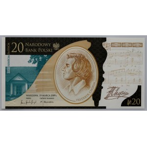 III RP, 20 Zloty 19.03.2009, 200. Jahrestag des Geburtstags von Frédéric Chopin, Serie FC, Unterschrift S. Skrzypek