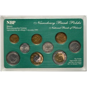 Third Republic, set of 9 post-denomination circulation coins, 1990-1994