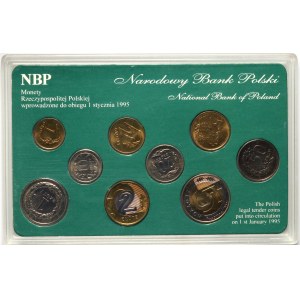 Third Republic, set of 9 post-denomination circulation coins, 1990-1994