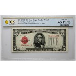 USA, 5 Dollars 1928 F, Legal Tender, series I (Wide I)