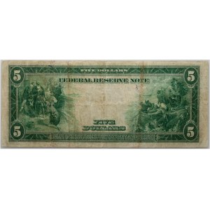 USA, Federal Reserve Note, New York, 5 Dollars 1914, series B