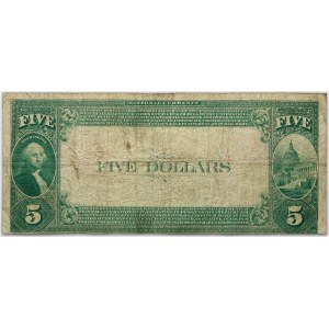 USA, Kentucky, National Bank of Louisville, 5 Dollars 1882, Value Back