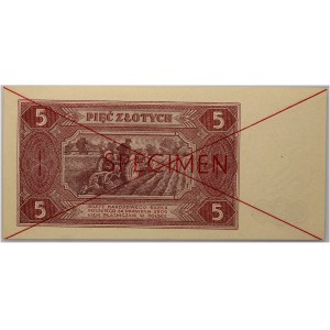 PRL, 5 złotych 1.07.1948, seria AL1234567, SPECIMEN