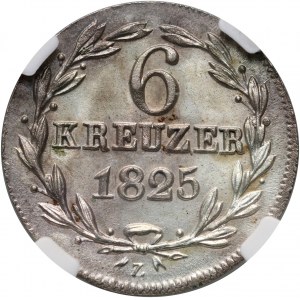 Germany, Nassau, Wilhelm, 6 Kreuzer 1825