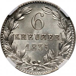 Germany, Nassau, Wilhelm, 6 Kreuzer 1835