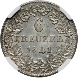 Deutschland, Nassau, Adolf, 6 krajcars 1841