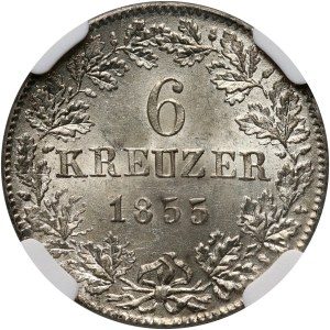 Deutschland, Nassau, Adolf, 6 krajcars 1855