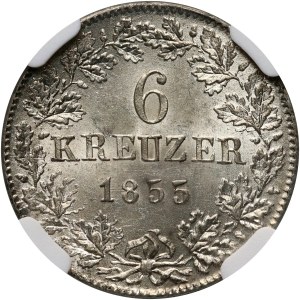 Germany, Nassau, Adolf, 6 Kreuzer 1855