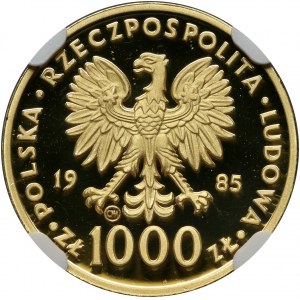 People's Republic of Poland, 1000 gold 1985, Valcambi, John Paul II, mirror stamp