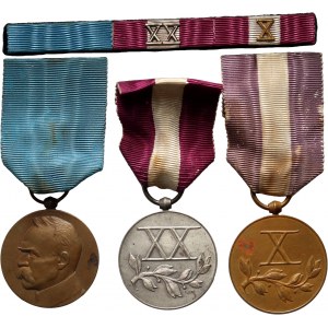 II RP, eine Sammlung von 6 Medaillen und Orden einer Person, jeweils mit Bändern