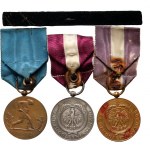 II RP, zbiór 6 medali i odznaczeń po jednej osobie wraz z baretkami