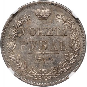 Russian partition, Nicholas I, ruble 1844 MW, Warsaw