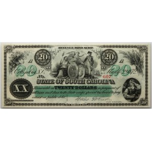 Karolina Południowa, Columbia, 20 dolarów 1872, seria A