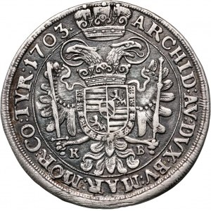 Węgry, Leopold I, 1/2 talara 1703 KB, Kremnica