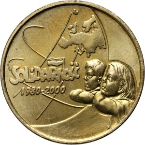 III RP, 2 zloty 2000, Solidarity, ODWROTKA, with inscription on the rim