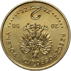 III RP, 2 zloty 2000, Solidarity, ODWROTKA, no inscription on the rim