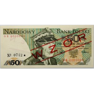 PRL, 50 złotych 1.12.1988, WZÓR, No. 0742, seria GB