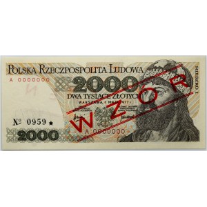 People's Republic of Poland, 2000 gold 1.05.1977, MODEL, No. 0959, series A