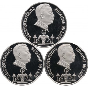 Laos, Münzsatz 2 x 5000 und 10000 Kip 1975