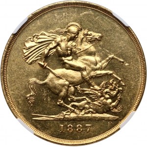 Great Britain, Victoria, 5 Pounds 1887, London