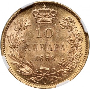 Serbia, Milan I, 10 dinarów 1882 V, Wiedeń
