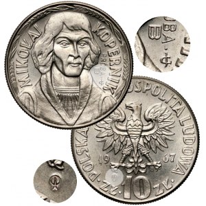 PRL, 10 złotych 1967, Mikołaj Kopernik, PRÓBA, miedzionikiel