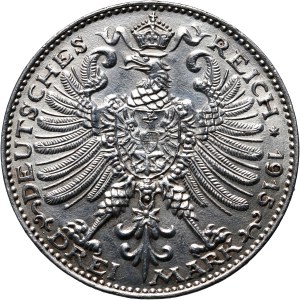 Niemcy, Saksonia-Weimar-Eisenach, Wilhelm Ernest, 3 marki 1915 A, Berlin, 100-lecie Księstwa