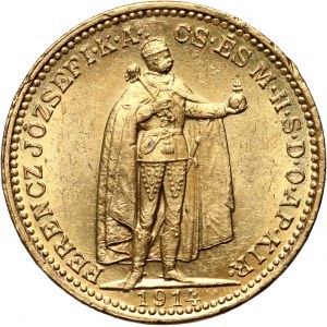 Hungary, Franz Joseph I, 20 Korona 1914 KB, Kremnitz
