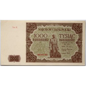 PRL, 1000 zloty 15.07.1947, series K0210706