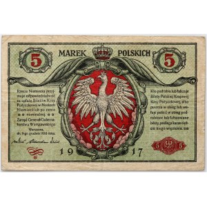 Generalne Gubernatorstwo, 5 marek polskich 9.12.1916, Generał, Biletów, seria A