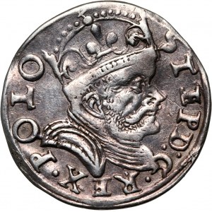 Stefan Batory, trojak 1586, Poznań, one dot between D and G