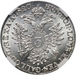Austria, Franciszek I, 3 krajcary 1820 B, Kremnica