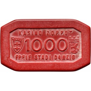 Free City of Gdansk, 1000 guilders token, KASINO ZOPPOT - Casino Sopot