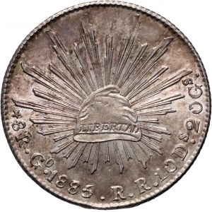 Mexico, 8 Reales 1885 (1885/75) Go RR, Guanajuato