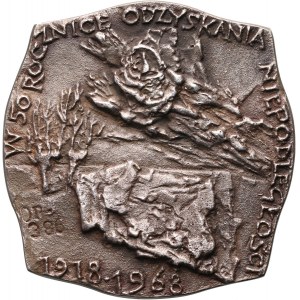 PRL, plakieta, 50. Rocznica Odzyskania Niepodległości 1918-1968, srebro
