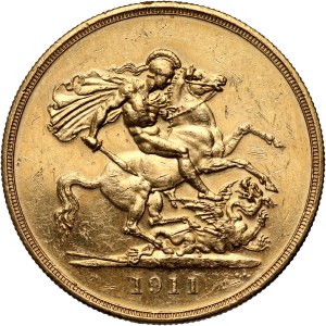 Wielka Brytania, Jerzy V, 5 funtów 1911, stempel lustrzany (Proof)