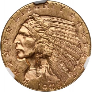 Stany Zjednoczone Ameryki, 5 dolarów 1909 D, Denver, Indianin