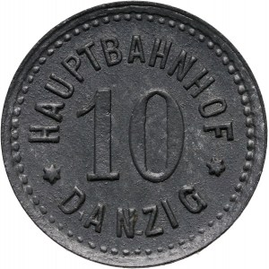 Danzig (Danzig), 10 fenig, Issuer: Hauptbanhof, Danzig Central Station.
