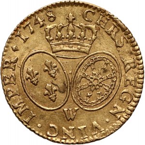 France, Louis XV, Louis d'or 1748 W, Lille