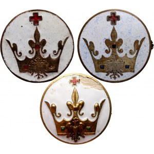 II RP, Set of 3 Commemorative Badges of the National Red Cross Society, Krakow 1915
