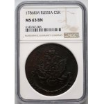 Russia, Catherine II, 5 Kopecks 1786 KM