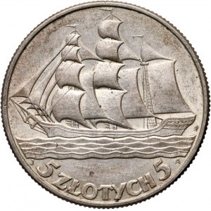 II RP, 5 zloty 1936, Warsaw, Sailing ship